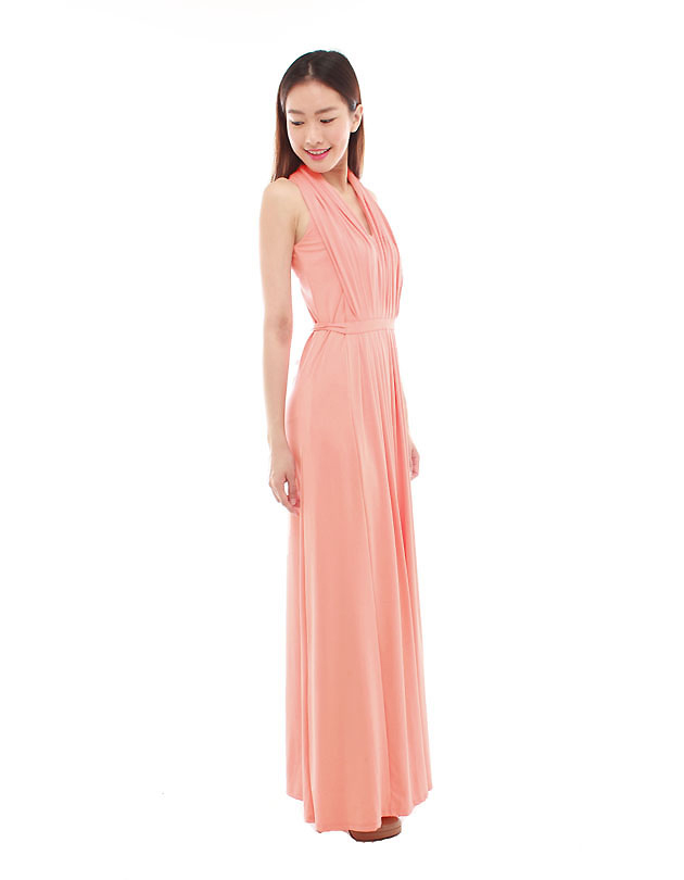 Marilyn Maxi Dress in Peach Pink